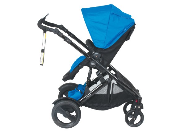 E-brake stroller cobalt blue side